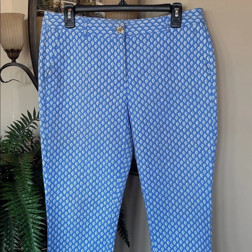Michael Kors Crew Blue & White Geometric Casual Dress Pants Nautical Trousers